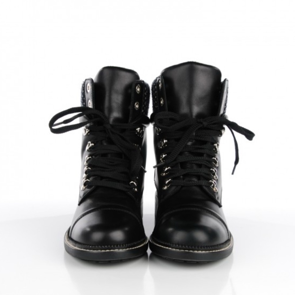 CHANEL Calfskin Wool Combat Boots - Picture 2 of 11